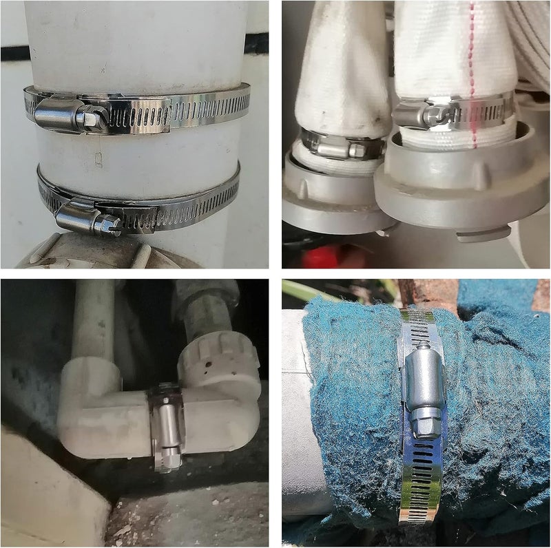 WSWECCL 20 pack,Hose Clamp Fasteners only(no strap),DIY 304 Stainless Steel Adjustable Pipe Worm Clamp Fasteners for Air Duct Clamps,Exhaust Wrap Clamps,Water Pipe,Pole Mount and Metal Strapping - Image 5